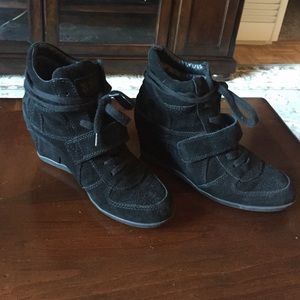 Ash Suede Wedge Sneakers in Black