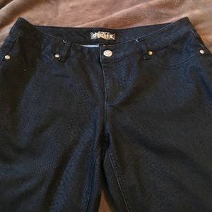 Black snakeskin patterned jeans