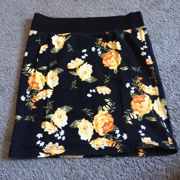 Black and yellow floral skirt
