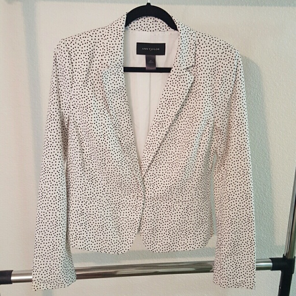 Ann Taylor white with black polka dots blazer