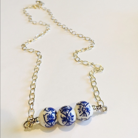 Porcelain sterling silver necklace - Picture 2 of 4