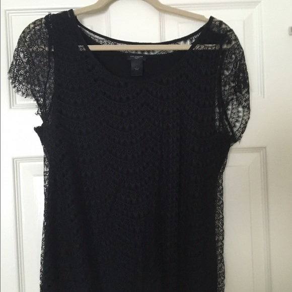 Ann Taylor black lace large shirt