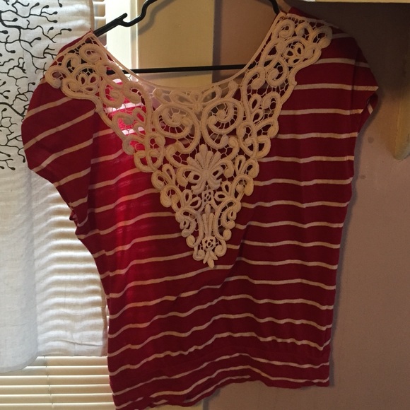 Pink and Creme Stripped Blouse