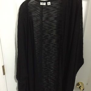 Black calf length cocoon duster