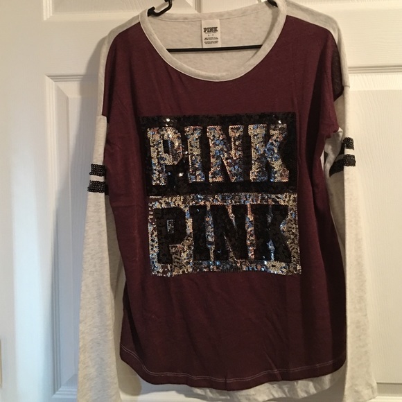 VS pink long sleeve sequin shirt