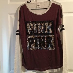VS pink long sleeve sequin shirt