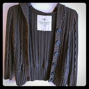 Cropped Brown Sweater with Jumbo Buttons & Hoodie