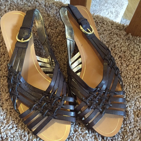 Brown Wedge Heel Sandals-Banana Republic Size 9