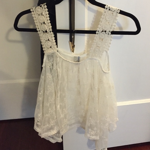 Paper Crane ivory sheer lace tank