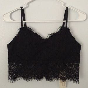 Black lace crop top