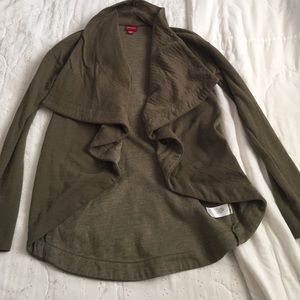 Army green open cardigan
