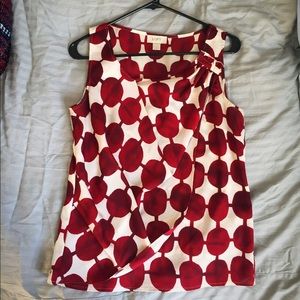 LOFT Red and White Summer Sleeveless Top