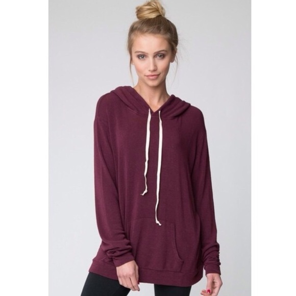 Brandy Melville Tops - Brandy Melville maroon Layla hoodie