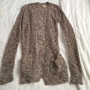 Mossimo Brown/cream open cardigan.