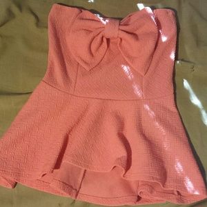 Peach strapless top