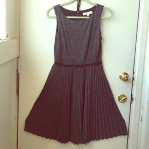 Ann Taylor LOFT gray dress with pleated skirt