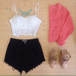 American Eagle High Rise Black Distressed Shorts