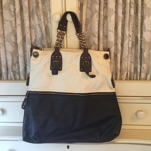 Black 'Leather', Cream and brown bag