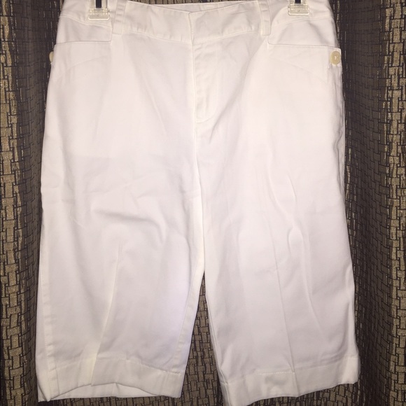 Lauren Ralph Lauren White, Linen Bermuda Shorts