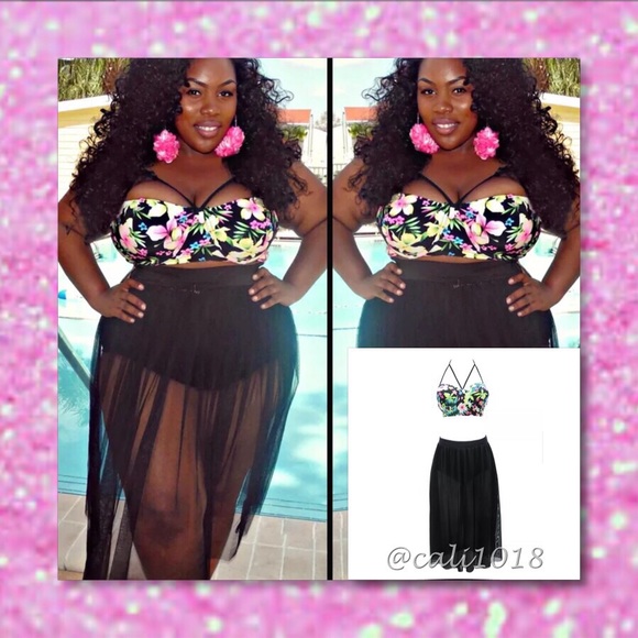Glam Squad 2 You Other - 5⭐️BEST SELLER🆕Plus SZ 2pc Cage Floral Swim Dress