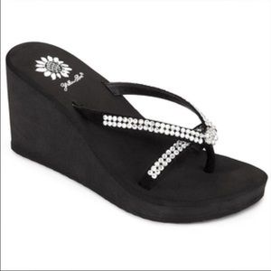 Brand New Black Wedge Flip Flops