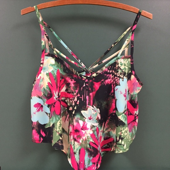 Tropical Print Cropped Tank