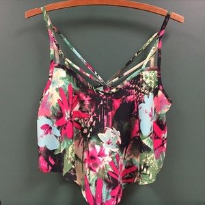 Tropical Print Cropped Tank