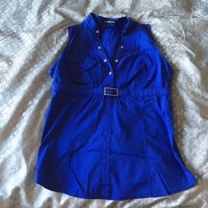 Blue sleeveless blouse