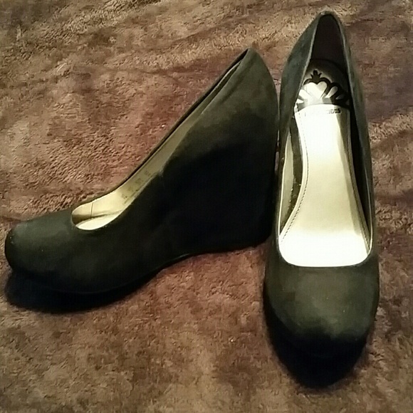 Black Suede Wedge Heels