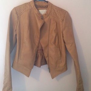 Tan faux leather moto jacket