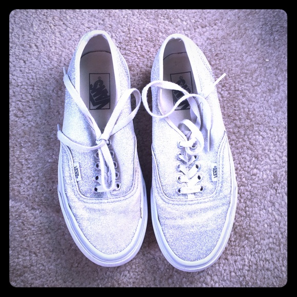 Silver/White glitter Vans