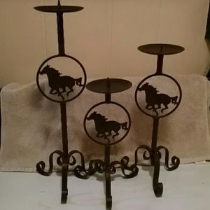 Set of 3 Equestrian Candle Holders