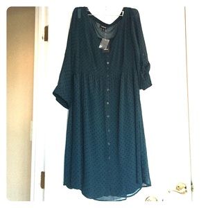 Torrid size 0x dress. Long sleeve. Teal/black