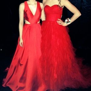RIGHT DRESS. Red Prom Dress with Ruffles
