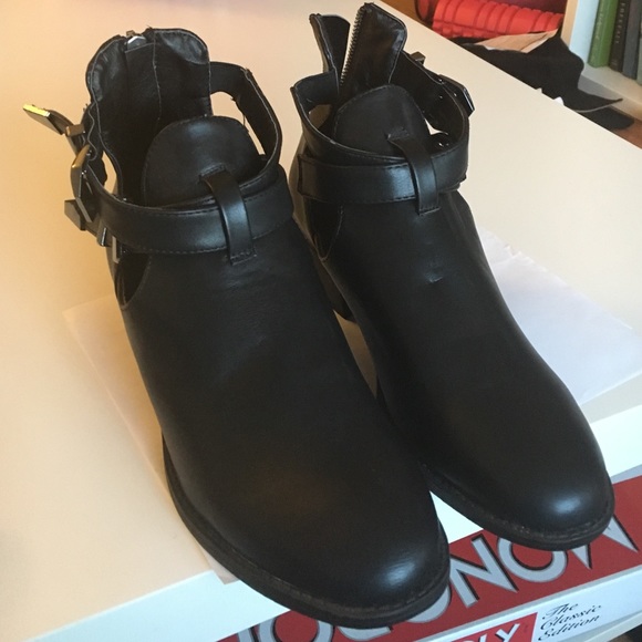 Black cutout booties