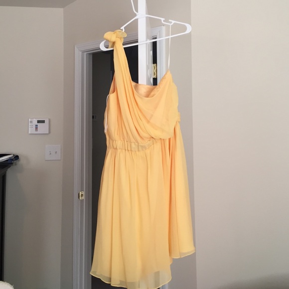 Yellow one shoulder bridesmaid dress