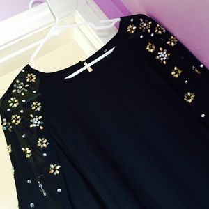H&M Dress long sleeves black dress with stone work