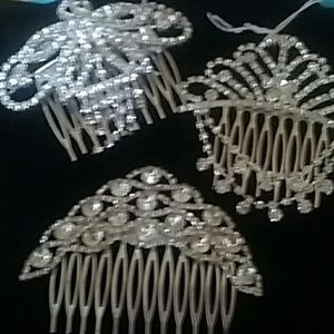 3 rhinestone hair combs