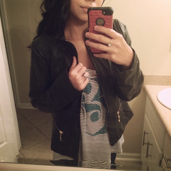 Faux Leather Jacket With Gold Details ⭐️⭐️