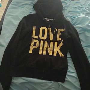 Black and gold zip up hoodie