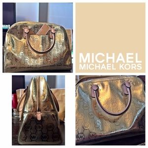 Michael Kors Signature Pale Gold Metallic Handbag