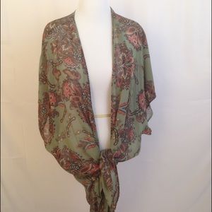 Bohemian style sheer green with print wrap.