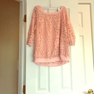 Torrid size 0x pastel pink sparkly lace sweater