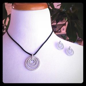 Nolan Miller silver pave necklace & earrings set