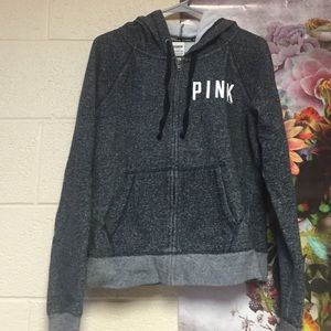 Black and gray PINK zip-up hoodie