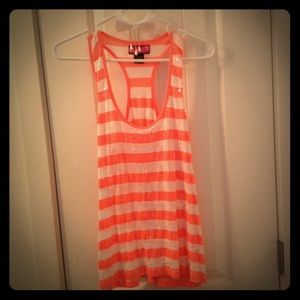 Cute coral and white sequin tank