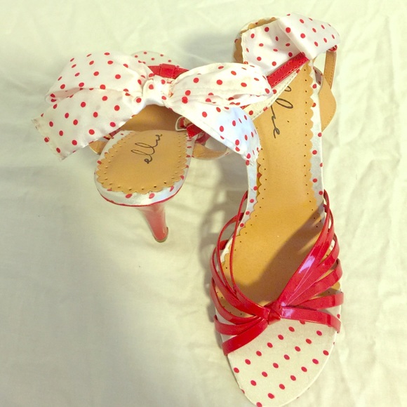 Red Open Toe Strapped heels by Ellie