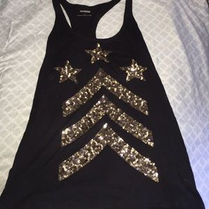 Sequin army racer back tank