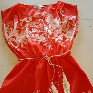 Red Hawaiian print dress / coverup