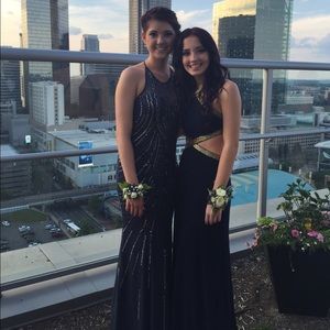 Navy Open Back Prom Dress!